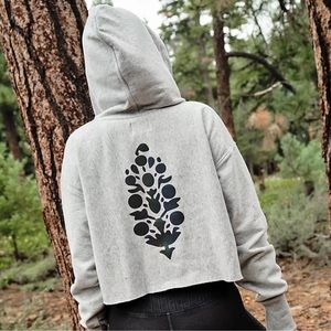 Free People Movement Half Time Reflective Logo Hoodie Crop Sweatshirt